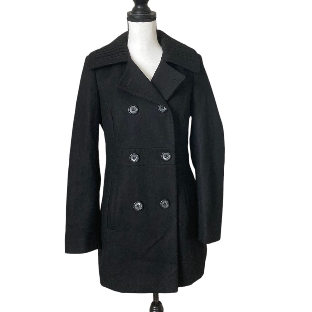Moda International | Womens black wool blend pea coat size 6